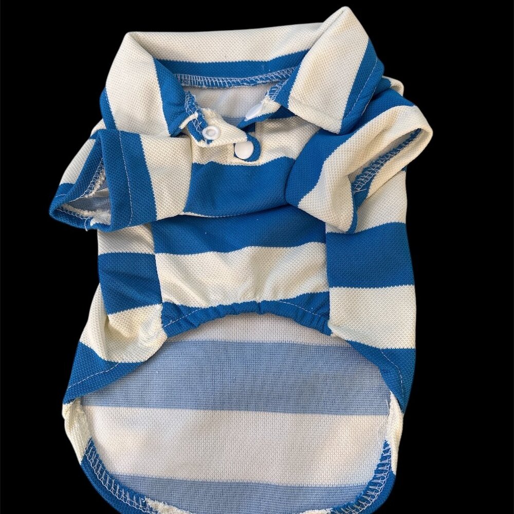 1pc L Blue Lightweight and Breathable Summer Stripe Two-Legged Dog Tee Shirt